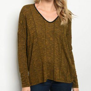 MUSTARD ELECTRIC LONG SLEEVE V-NECK TUNIC TOP